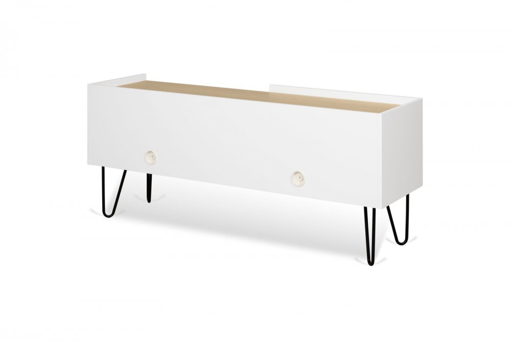 Meuble TV design NINA  Chêne clair et blanc